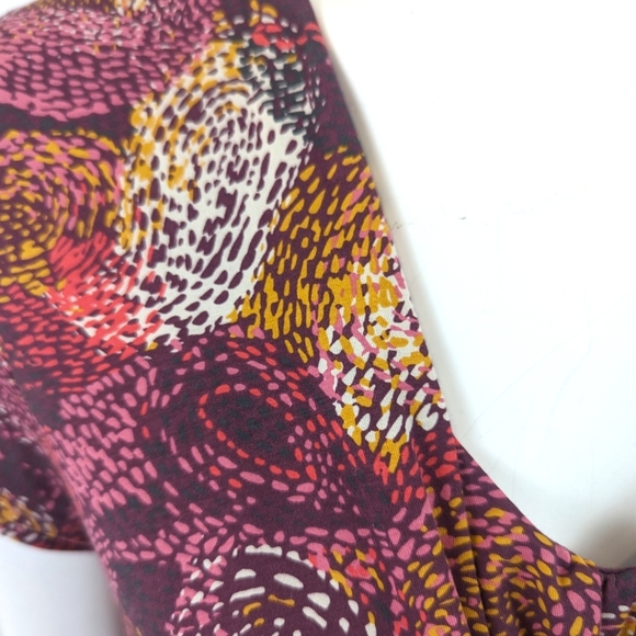 Garnet Hill Stretch Knit Dress V Neck Womens 12 Burgundy Purple Short Sleeve - Picture 9 of 13